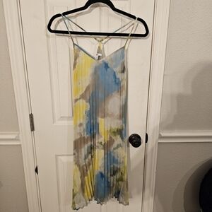 Vibrant Pleated Dress with Straps